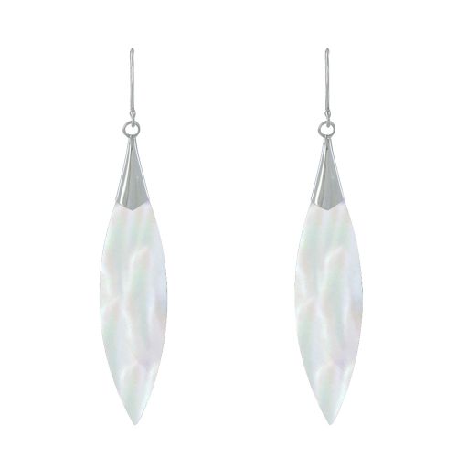 Boucles d'Oreilles Argent Feuille de Nacre Ivoire - LES POULETTES BIJOUX - Modalova