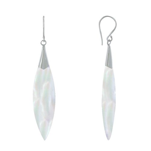 Boucles d'Oreilles Argent Feuille de Nacre Ivoire - LES POULETTES BIJOUX - Modalova