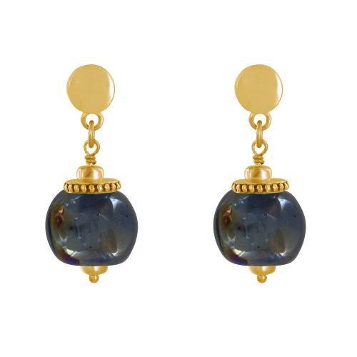 Boucles d'Oreilles Clous Métal Doré et Grosses Perles en Céra - LES POULETTES BIJOUX - Modalova
