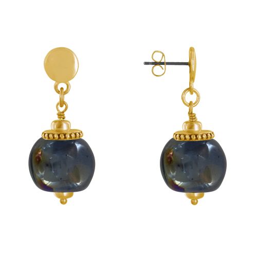 Boucles d'Oreilles Clous Métal Doré et Grosses Perles en Céra - LES POULETTES BIJOUX - Modalova
