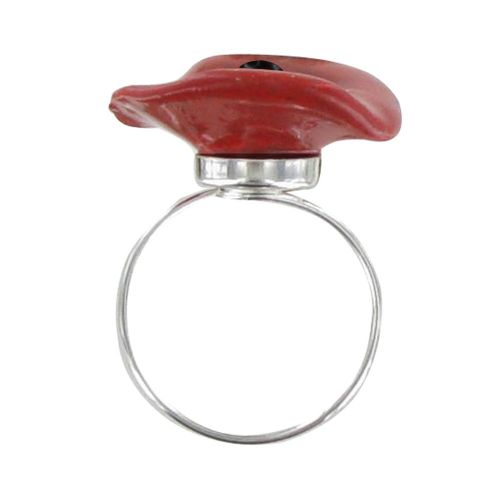 Bague Métal Argenté Petit Coquelicot Avec Pistil Céramique Ro - LES POULETTES BIJOUX - Modalova