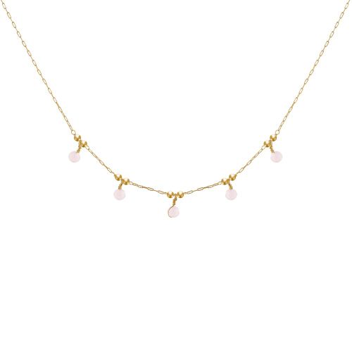 Collier Plaqué Or 5 Perles Facettées de Quartz - LES POULETTES BIJOUX - Modalova