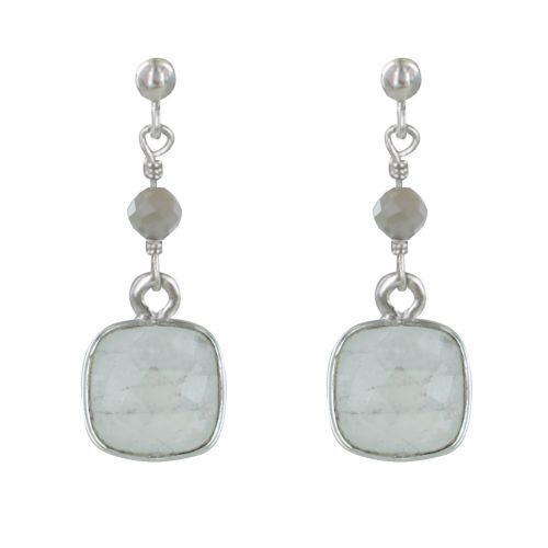 Boucles d'Oreilles Argent 925 Perle et Pavé Pierre de Lune Fa - LES POULETTES BIJOUX - Modalova