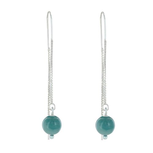 Boucles d'Oreilles Chainette Argent 925 et Perles d'Amazonite - LES POULETTES BIJOUX - Modalova