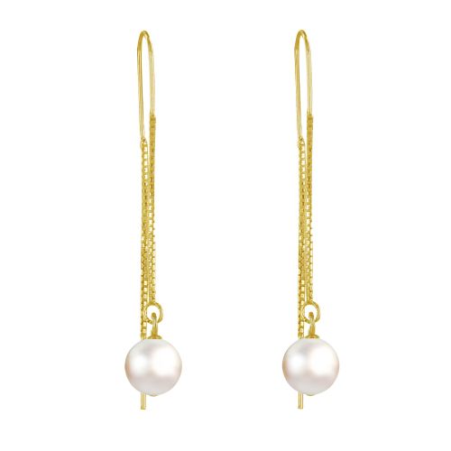 Boucles d'Oreilles Chainette Argent Doré et Perles de Culture - LES POULETTES BIJOUX - Modalova