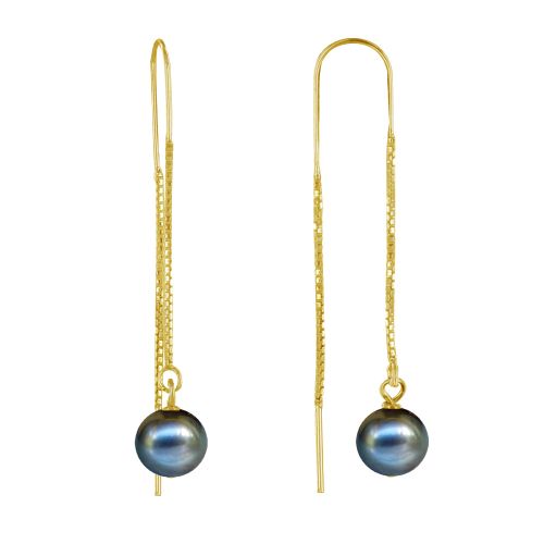 Boucles d'Oreilles Chainette Argent Doré et Perles de Culture - LES POULETTES BIJOUX - Modalova