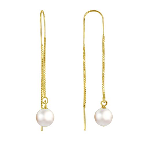 Boucles d'Oreilles Chainette Argent Doré et Perles de Culture - LES POULETTES BIJOUX - Modalova
