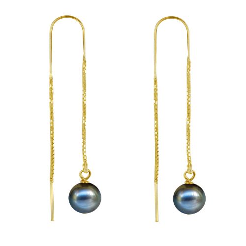 Boucles d'Oreilles Chainette Argent Doré et Perles de Culture - LES POULETTES BIJOUX - Modalova