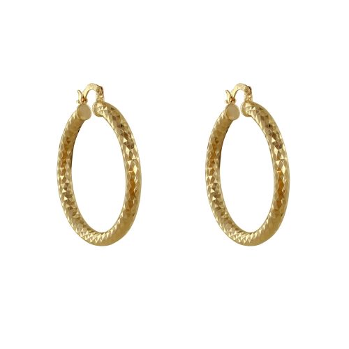 Boucles d'Oreilles Plaqué Créoles Facettes Losanges 4cm - LES POULETTES BIJOUX - Modalova