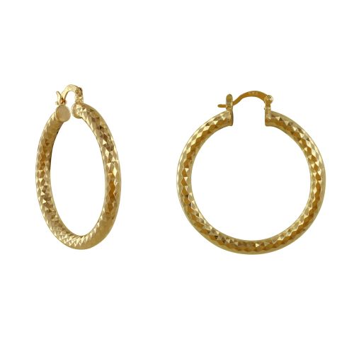 Boucles d'Oreilles Plaqué Créoles Facettes Losanges 4cm - LES POULETTES BIJOUX - Modalova