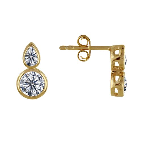 Boucles d'Oreilles Plaqué Une Goutte et Un Strass Rond - LES POULETTES BIJOUX - Modalova