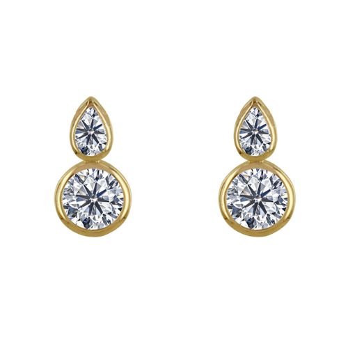 Boucles d'Oreilles Plaqué Une Goutte et Un Strass Rond - LES POULETTES BIJOUX - Modalova