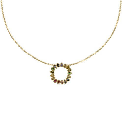 Collier Plaqué et Pendentif Couronne de Strass Multicolore - LES POULETTES BIJOUX - Modalova