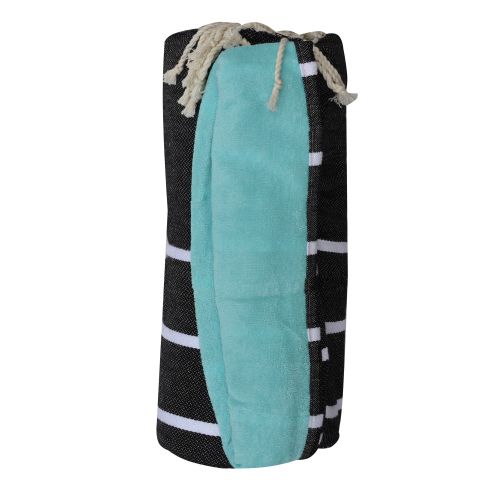 BIJOUX - Fouta Eponge Vert d'Eau Coton aux Lignes Blanches 100 x - LES POULETTES - Modalova