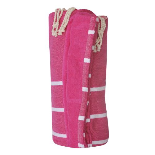 BIJOUX - Fouta Eponge Fuchsia Coton Fuchsia aux Lignes Blanches 100 x - LES POULETTES - Modalova