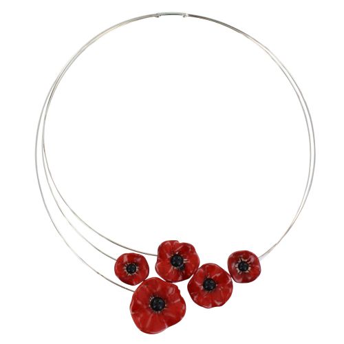 Collier Ras de Cou Cinq Coquelicots Céramique Avec Pist - LES POULETTES BIJOUX - Modalova