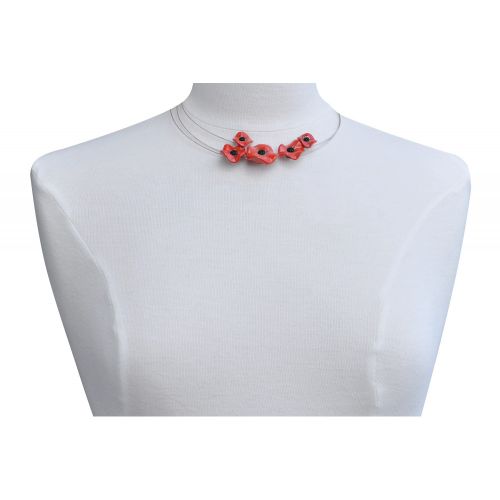 Collier Ras de Cou Cinq Coquelicots Céramique Avec Pist - LES POULETTES BIJOUX - Modalova