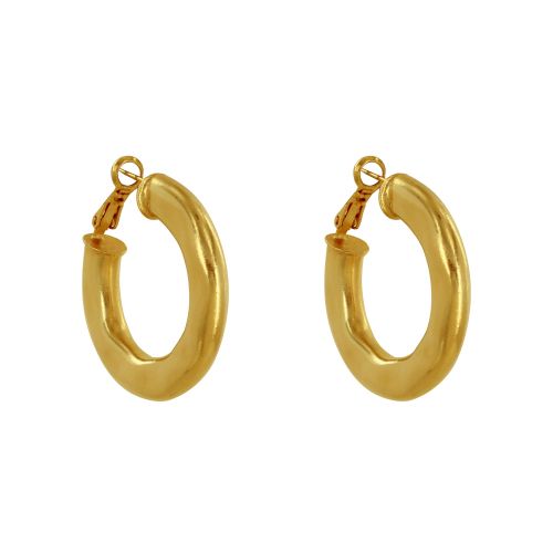 Boucles d'Oreilles Métal Doré Créoles Bosselées - LES POULETTES BIJOUX - Modalova