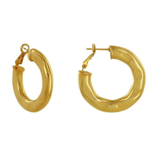 Boucles d'Oreilles Métal Doré Créoles Bosselées - LES POULETTES BIJOUX - Modalova