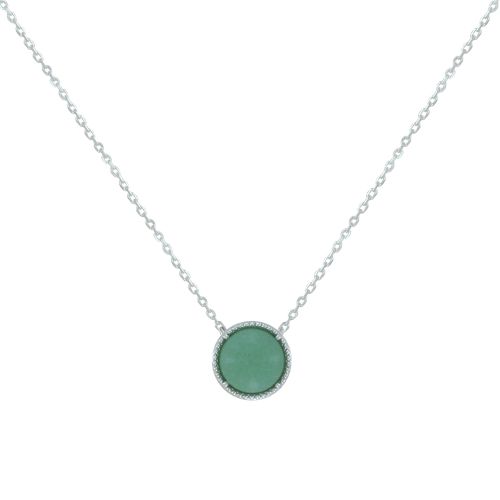 Collier Argent Rhodié Rond d'Aventurine - LES POULETTES BIJOUX - Modalova