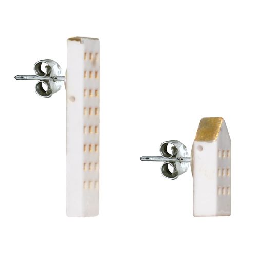 Boucles d'Oreilles Argent 925 Maisons en Porcelaine - LES POULETTES BIJOUX - Modalova