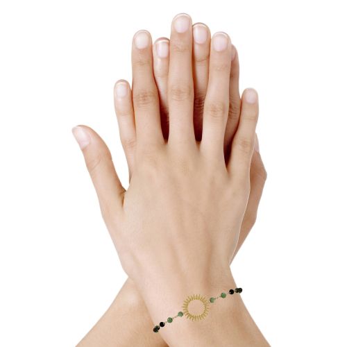 Bracelet Plaqué Or Soleil de Billes Ajouré et Perles Facettée - LES POULETTES BIJOUX - Modalova