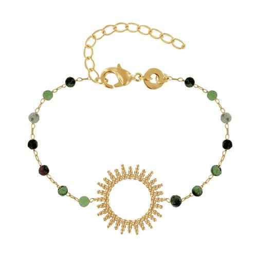 Bracelet Plaqué Or Soleil de Billes Ajouré et Perles Facettées Rubis Zoïsite - LES POULETTES BIJOUX - Modalova