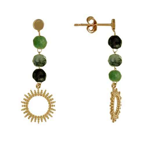 Boucles d'Oreilles Plaqué Or Soleil de Billes Ajouré et Perle - LES POULETTES BIJOUX - Modalova