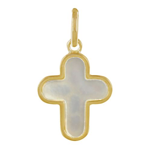 Pendentif Plaqué Or Croix de Nacre - LES POULETTES BIJOUX - Modalova
