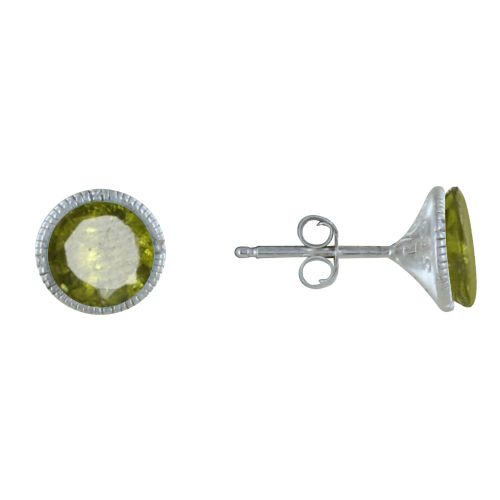 Boucles d'Oreilles Argent 925 Rond Ciselé et Péridot Facettée - LES POULETTES BIJOUX - Modalova