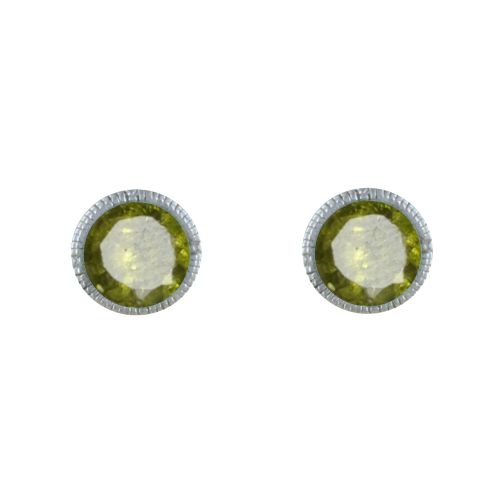 Boucles d'Oreilles Argent 925 Rond Ciselé et Péridot Facettée - LES POULETTES BIJOUX - Modalova