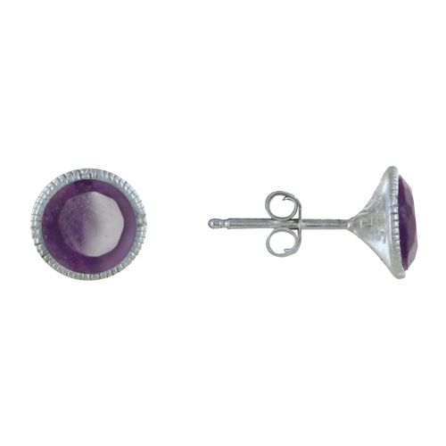 Boucles d'Oreilles Argent Rond Ciselé et Améthyste Facettée - LES POULETTES BIJOUX - Modalova