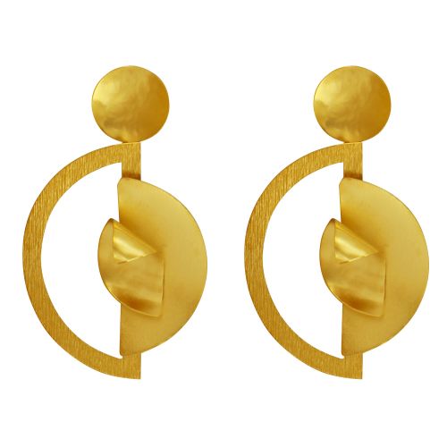 Boucles d'Oreilles Laiton Doré Demi Lune Superposée - LES POULETTES BIJOUX - Modalova