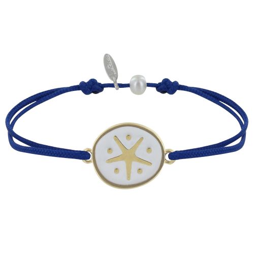 Bracelet Lien Médaille en Laiton Etoile émaillée Blanche - Bl - LES POULETTES BIJOUX - Modalova