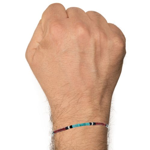 Bracelet Lien Homme Anneaux Kingman Turquoise, Pipestone, Bla - LES POULETTES BIJOUX - Modalova