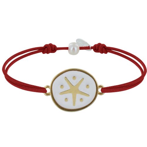 Bracelet Lien Médaille en Laiton Etoile émaillée Blanche - Ro - LES POULETTES BIJOUX - Modalova