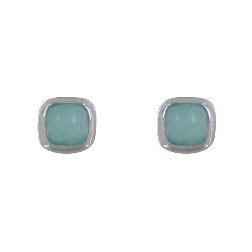 Boucles d'Oreilles Clous Argent Petit Carré Bombé d'Amazonite - LES POULETTES BIJOUX - Modalova