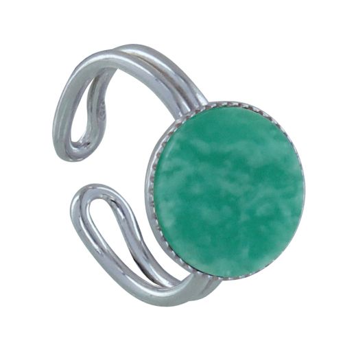 Bague Argent 925 Rond Dentelé d'Amazonite - taille 50 - LES POULETTES BIJOUX - Modalova