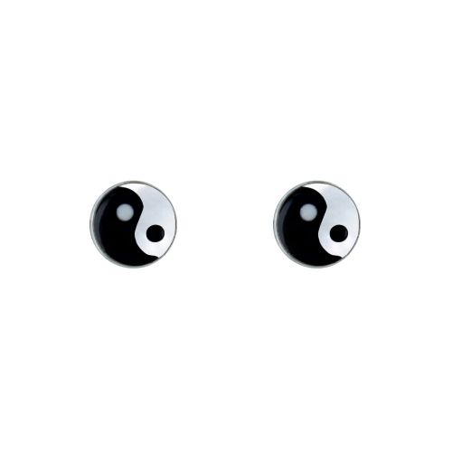Boucles d'Oreilles Argent et Nacre Clous Yin et Yang - LES POULETTES BIJOUX - Modalova