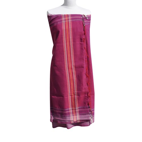 BIJOUX - Fouta Drap Plage et Hammam Coton Madras Framboise 100 x 200cm - LES POULETTES - Modalova