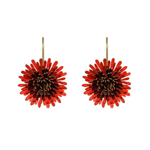 Boucles d'Oreilles Laiton Anémone en Cuir - LES POULETTES BIJOUX - Modalova