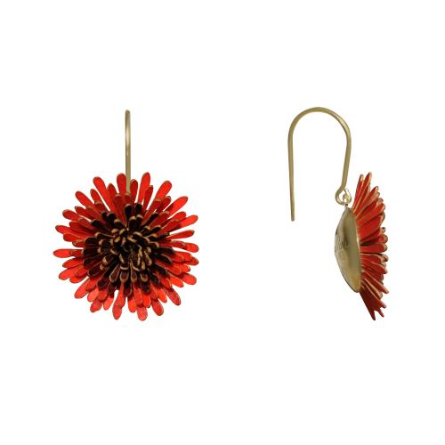 Boucles d'Oreilles Laiton Anémone en Cuir - LES POULETTES BIJOUX - Modalova