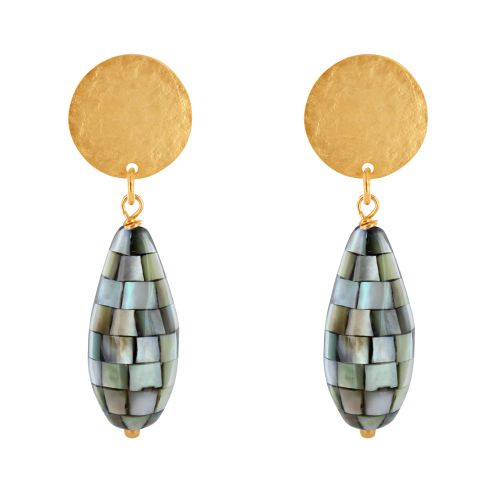 Boucles d'Oreilles Clous Laiton Doré Pastille Brossée et Gout - LES POULETTES BIJOUX - Modalova