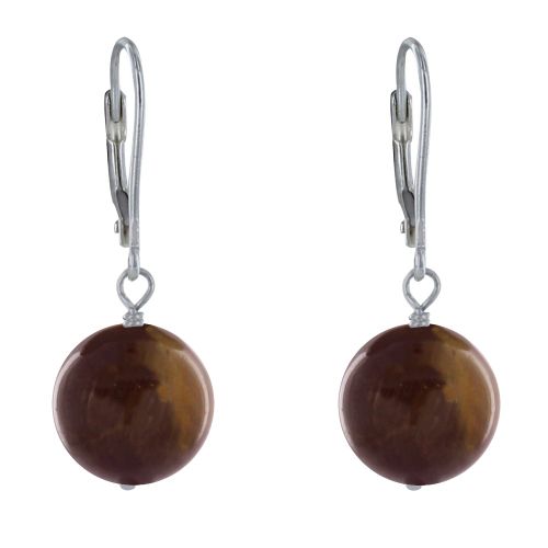 Boucles d'Oreilles Dormeuse Argent 925 et Perle Oeil de Tigre - LES POULETTES BIJOUX - Modalova
