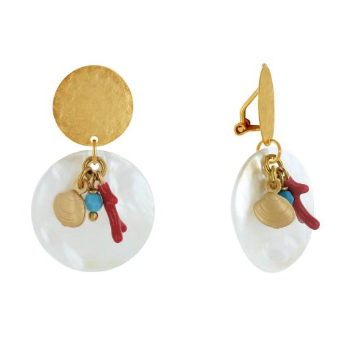 Boucles d'Oreilles Clips Laiton Doré Océan - LES POULETTES BIJOUX - Modalova