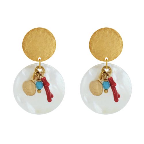 Boucles d'Oreilles Clous Laiton Doré Océan - LES POULETTES BIJOUX - Modalova