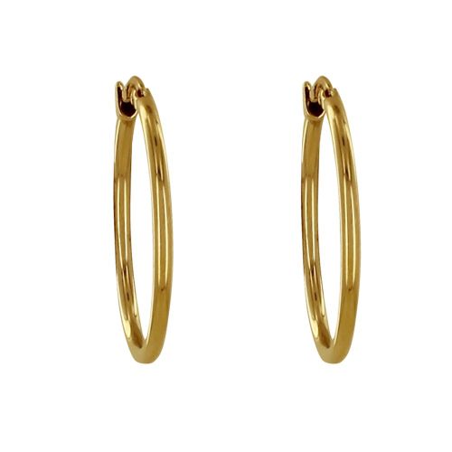 Boucles d'Oreilles Acier Doré 316 L Moyennes Créoles Rondes 3 - LES POULETTES BIJOUX - Modalova