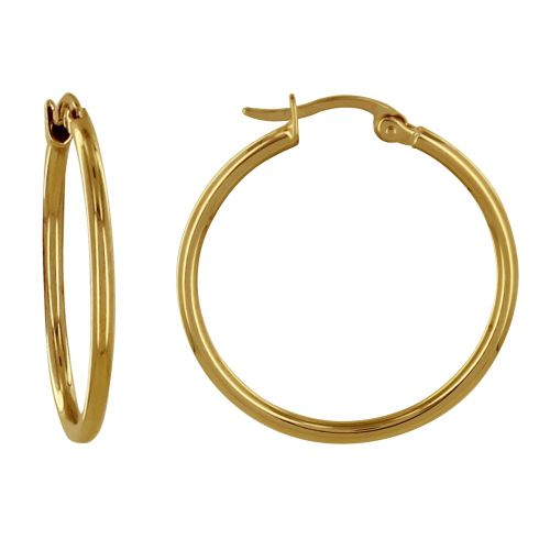 Boucles d'Oreilles Acier Doré 316 L Moyennes Créoles Rondes 3 - LES POULETTES BIJOUX - Modalova