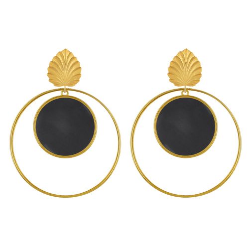 Boucles d'Oreilles Clous Laiton Feuille Cercle Coloré Translu - LES POULETTES BIJOUX - Modalova