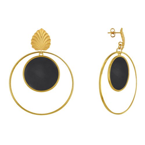Boucles d'Oreilles Clous Laiton Feuille Cercle Coloré Translu - LES POULETTES BIJOUX - Modalova